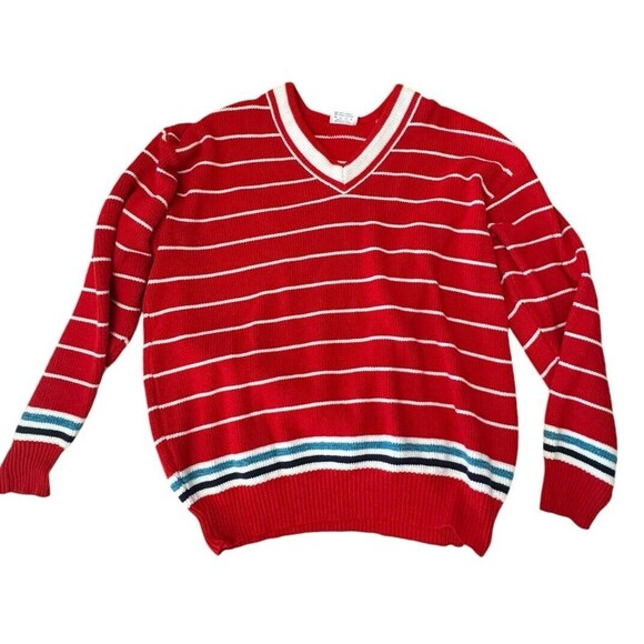 Dale of Norway Other - Dale Of Norway Red & White Blue Striped Chawo Acrylic‎ And Cotton Sweater XL